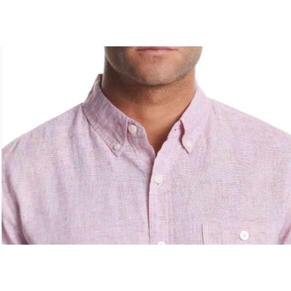 WEATHERPROOF VINTAGE Red Linen Blend Woven Shirt Mens Large Short Sleeve NWT - Picture 7 of 7